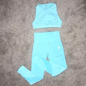 Ryderwear Seamless Neon Blue Sports Bra+Leggings